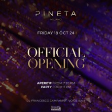 Opening Season Venerdi 18 Ottobre 2024 Pineta Milano